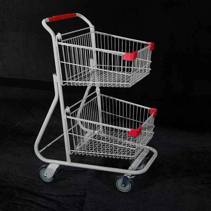 厂家直销KTV酒吧超市手推车带铁框加粗大号双层家用商场购物车