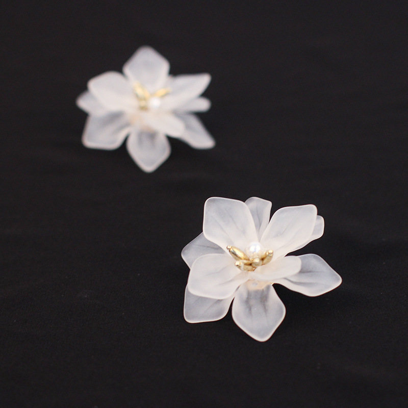 Korea White Frosted Resin Flower Bohemian Style Earrings Wholesale Nihaojewelry display picture 11