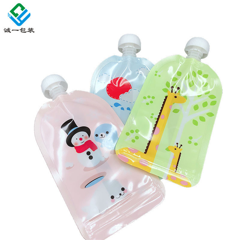 订 做食品级塑料吸嘴袋双拉链防渗漏150ml辅食果泥挤压分装包装袋