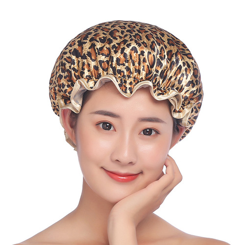 Adult double-layer waterproof shower cap kitchen makeup hood for shampooing and bathing thickened and printable LOGO manufacturer can be set
