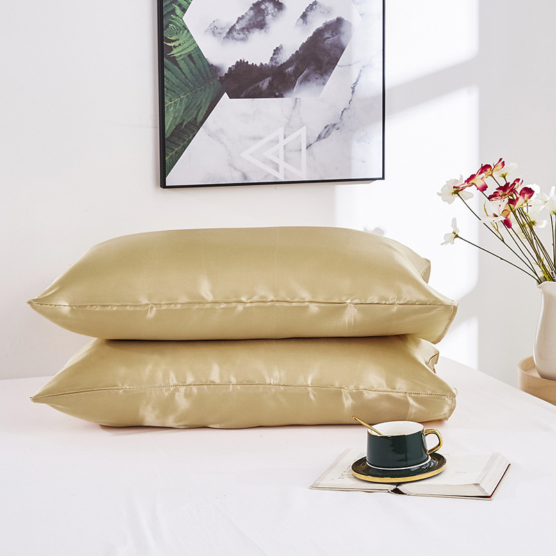 Simple pillowcase satin silk solid color bedding pillowcase wholesale_voghion.com