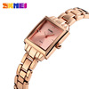 Golden fashionable sophisticated elegant watch, square metal quartz watches, pink gold