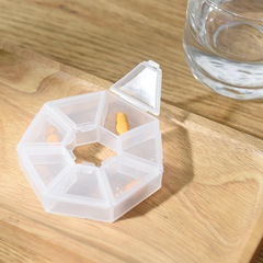 Taizhou Plastic Japanese Style Medicine Box with Seal, Portable, Divided into 7 Compartments, Covered, Plain Transparent Medicine Pill Box, Shipped on behalf