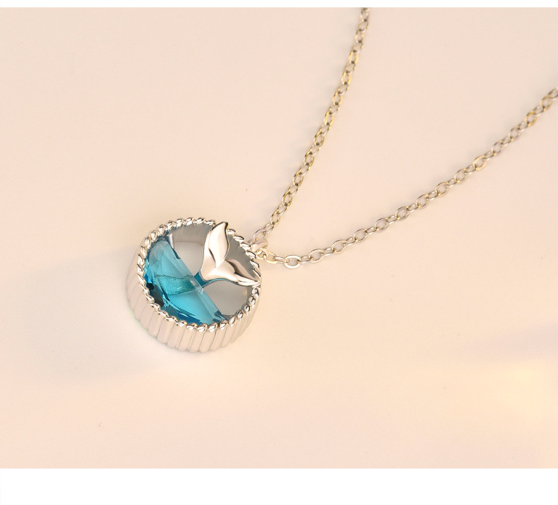 Collier de queue de sirène en argent sterling pour Instagram des femmes, mode de style forestier unique, pendentif en zircon simple et polyvalent, chaîne de collier_voghion.com