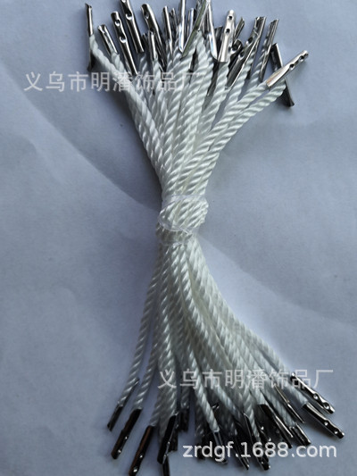 厂家直供白色尼龙绳提手绳两头铁扣倒刺绳子拎绳用于产品包装等