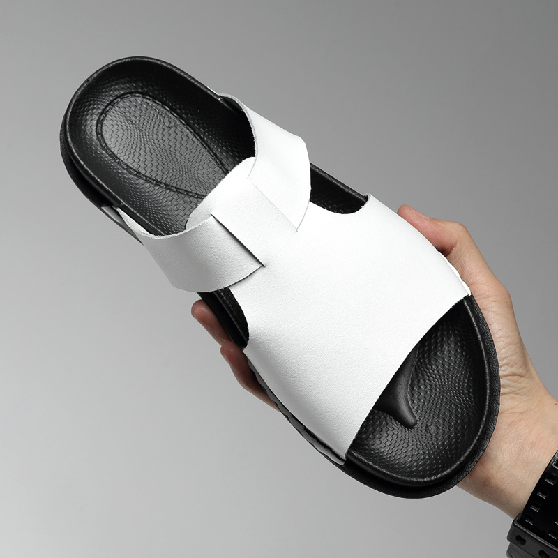 slipper summer genuine leather Sandals Cross border Large Home Vietnam Beach shoes drive man fashion Big size shoes