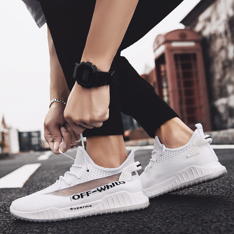 2020年新款夏季男士运动鞋时尚跑步鞋透气防滑低帮小黑鞋一件代发