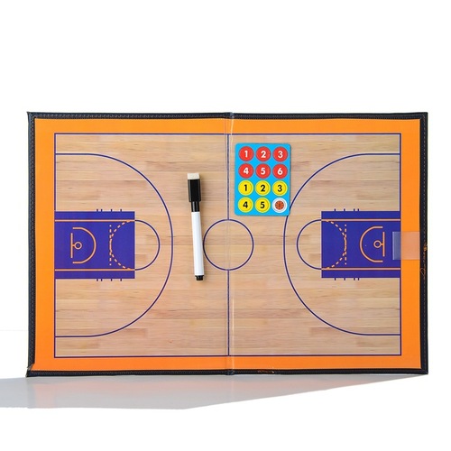 Collapsible 2-fold soccer and basketball coaching board, magnetic pen, competition and training tactical command board