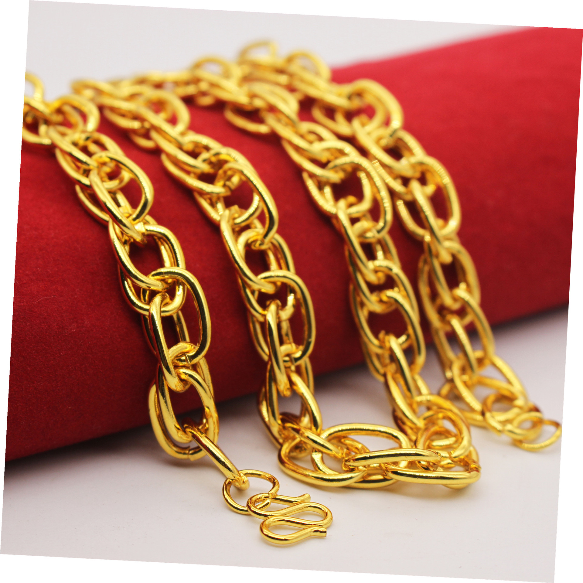 Manufacturer 10% Alloy Large Lock Chain 18k Imitation Gold Round Silk Hemp Flower Necklace Male Necklace 2020