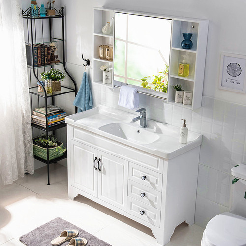 Wholesale solid wood bathroom cabinet combination washbasin simple modern washbasin oak bathroom cabinet