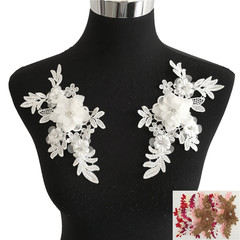 Manufacturer polyester lace collar 3D water diamond DIY hollow brooch lace edge clothing accessories floral sticker wholesale