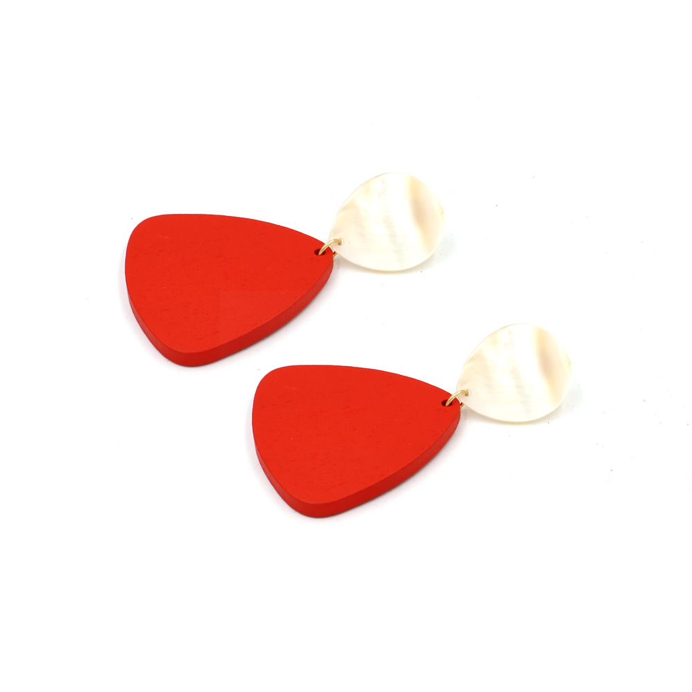 1 Paire Mode Triangle Bois Coquille Femmes Boucles D'oreilles display picture 4