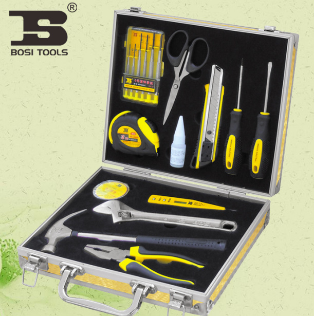 波斯工具18件铝合金箱家用组套家用工具套装五金工具箱BS516018