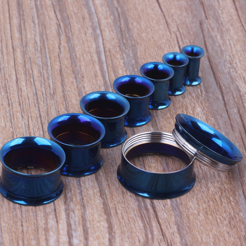 Blue Inner Spiral Ear Expander 316L Surgical Steel Ear Tunnels Plug Stretcher Wholesale Body Jewelry detail image 10