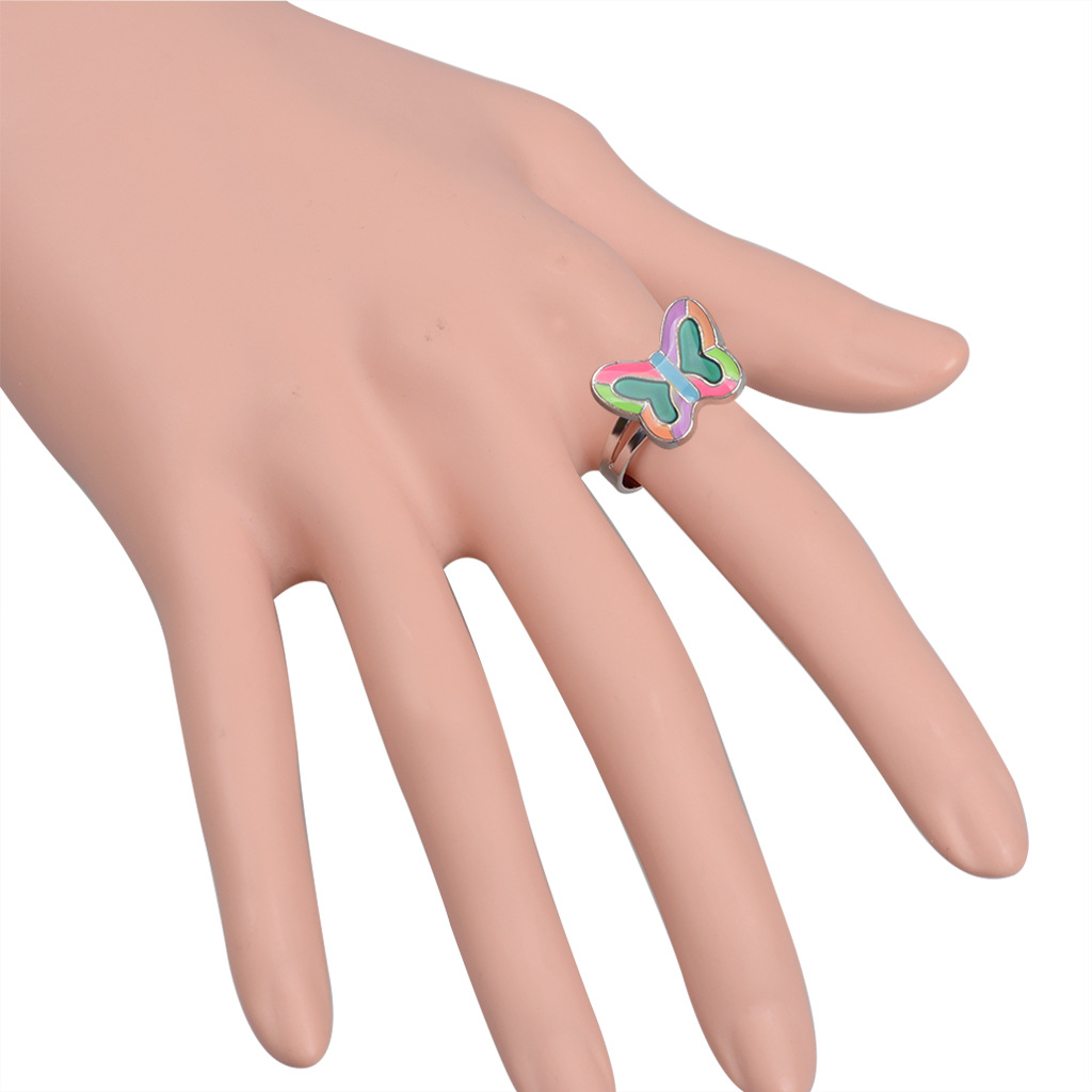 50g Weight Artificial Gemstones Inlay Material Birthday Occasion Alloy Material Heart Pattern Women'S Gender Plating Design Fashion Style Simple Peach Heart Love Butterfly Moon Color Changing Ring 29