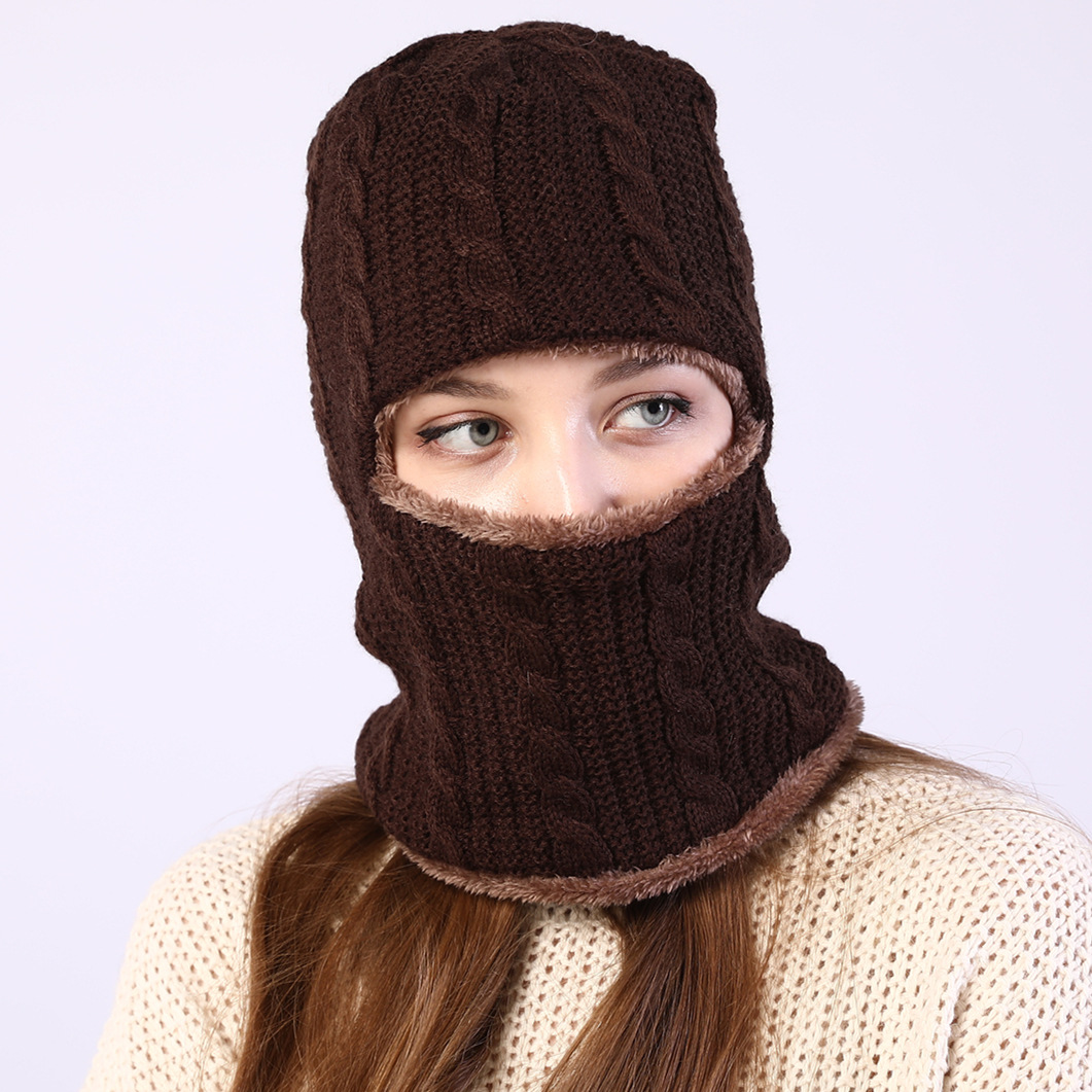 Ziemas jauna 8 vārdu Fried Dough Twists viengabala vilnas ausu aizsargcepure šalle plīša adīšana vīriešiem un sievietēm jāšanas kapuce_voghion.com