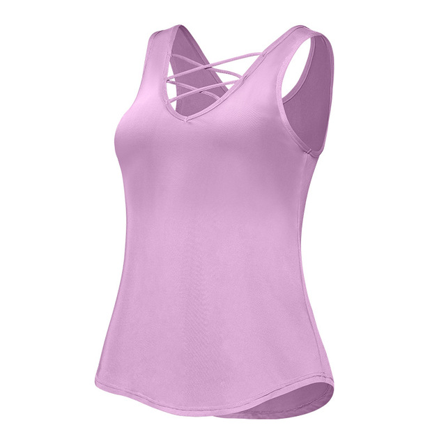Spring and Summer New Front Chest Cross Ribbon vest for leisure fresh and wearing yoga clothes