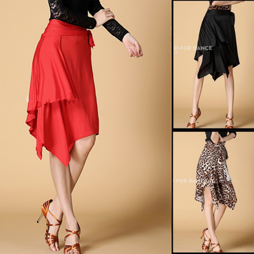 Promotional Latin Dance Skirt with Belt, Short Skirt Square Dance Adult Women's Half Skirt Practice Performance Suit Hip Sash