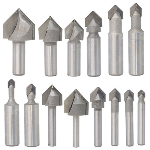 V-shaped knife woodworking trimming bakelite milling trimming machine engraving machine gong milling woodworking 90° V-shaped bevel tip tool