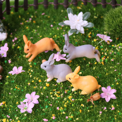 卡通兔子仿真坐兔跑兔微景观摆件野兔多肉花盆景动物饰品拍摄道具|ru