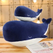 一件代发蓝色深海洋生物大号羽绒棉鲸鱼抱枕毛绒玩具海豚玩偶公仔