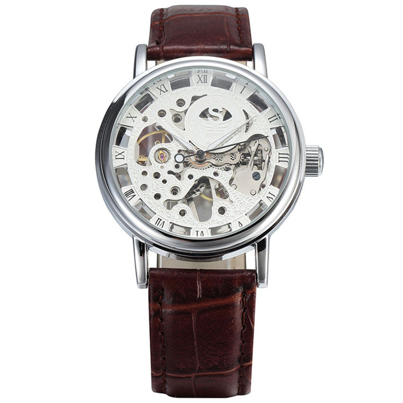 SEWOR hombres reloj mecánico automático hueco transparente inferior Correa reloj manual/automático 606