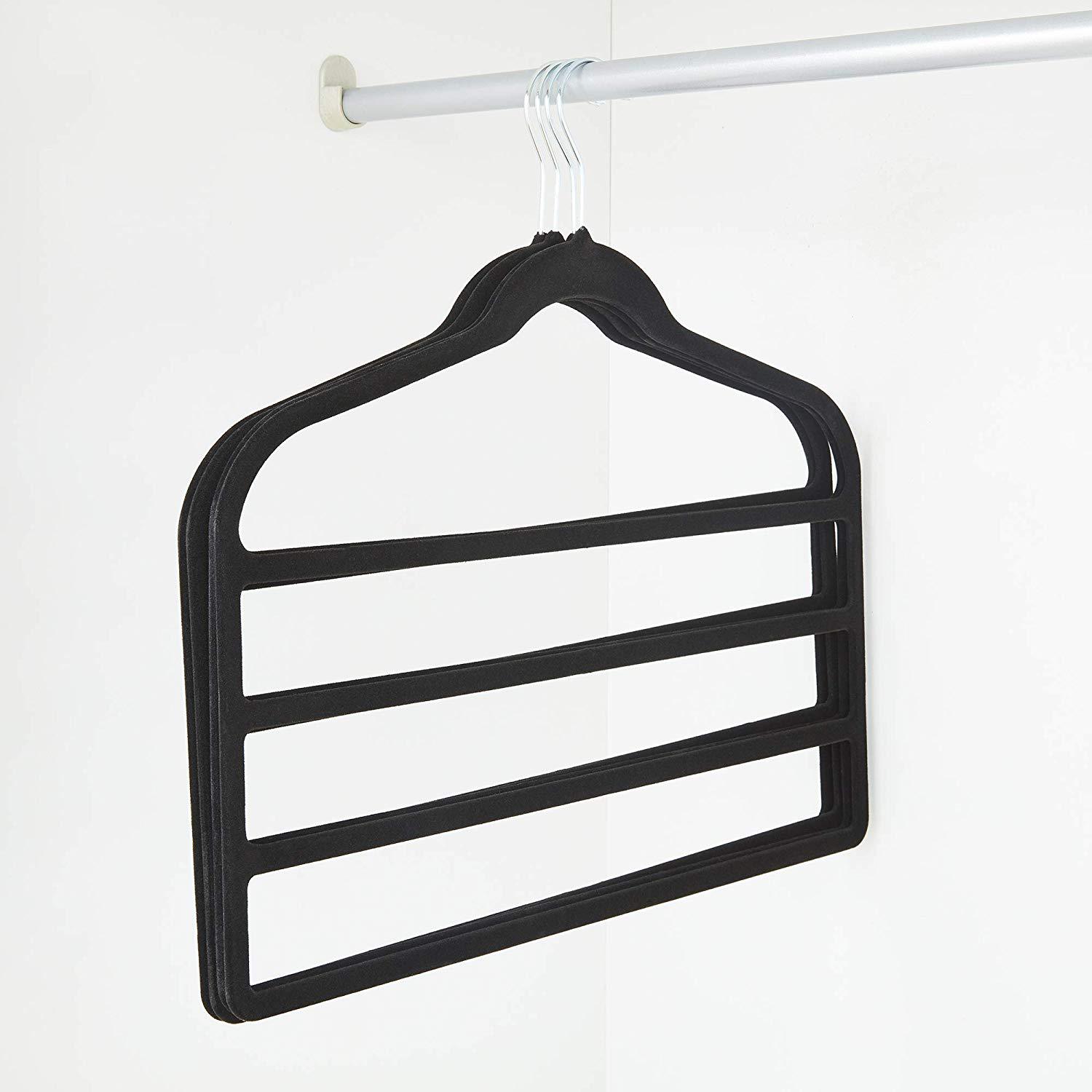 thumbnail image 4 of Percha para pantalones cortos antideslizante que ahorra espacio, perchas para pantalones vaqueros, perchas de terciopelo múltiples, organizador de armario, almacenamiento y organización para, 4 of 5