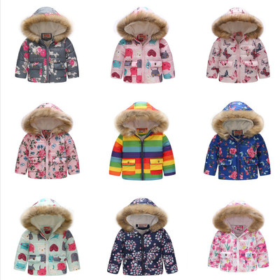 Autumn and winter fashion Children's clothing Cotton Europe and America men and women printing Hooded children cotton-padded clothes coat thickening