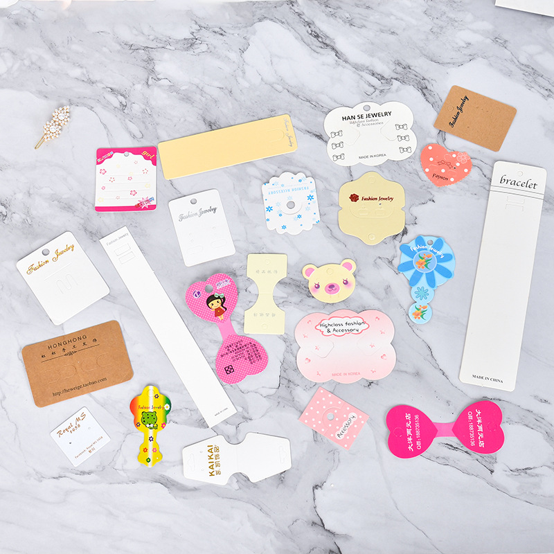 大批量服装吊牌耳环项链发夹纸卡 精美饰品彩印设计包装纸卡批发