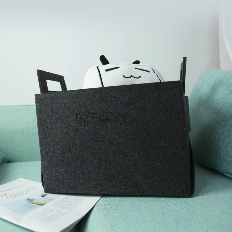 北欧日系简约布艺创意毛毡整理箱毛衣物收纳篮储物盒书报筐可折叠