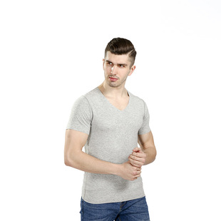 Мужская футболка для отдыха, лонгслив, V-образный вырез, короткий рукав, оптовые продажи