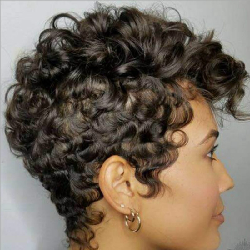 Slanted Bangs Bangs Types Street Occasion Women's Fashion Street High-temperature Fiber Slanted Bangs Short Curly Hair Wigs