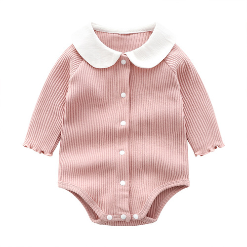 Children's and Infants' Cross-border Clothing, Newborn Baby Clothes, Doll Collar Korean Version Crawling Suit, Baby Onesie, Spring and Autumn Long Sleeve