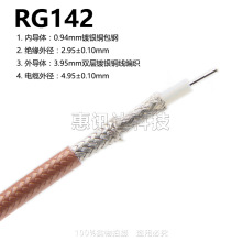 RG142 SFF-50-3-2 高品質同軸電纜 雙層屏蔽鍍銀 特氟龍高溫線