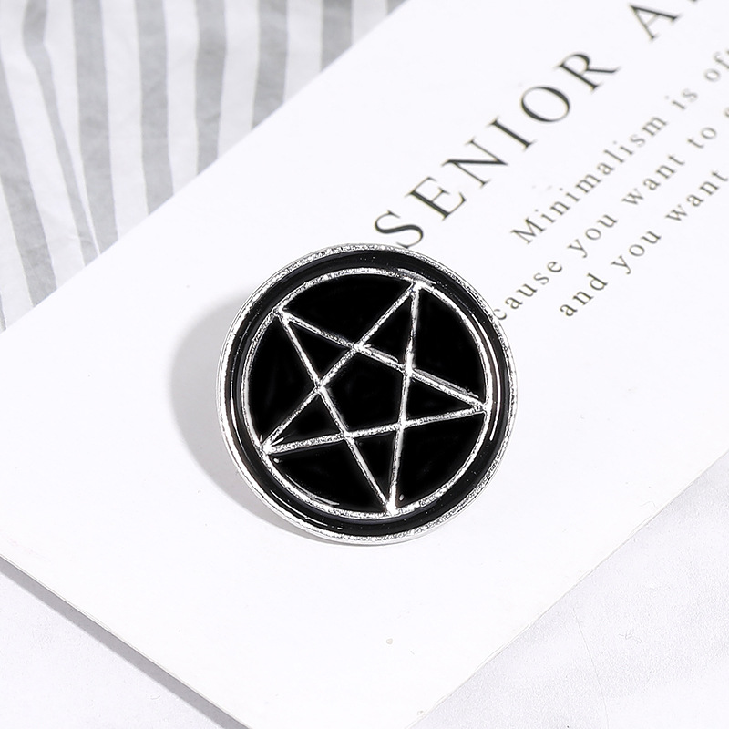 Holiday, Party, Festival Occasion Alloy Material Geometric, Star, Moon Pattern Unisex Gender Retro Pin Geometric Star Moon Alloy Enamel Unisex Brooches