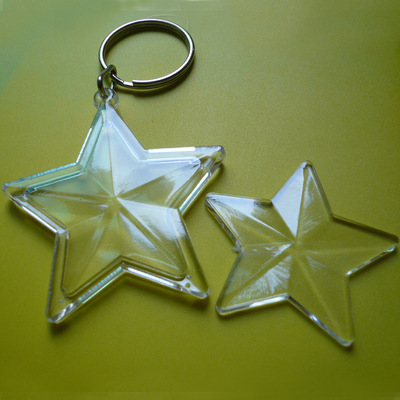 wholesale Five-pointed star Plastic Acrylic Photo frame Key buckle customized Creative Key buckle Pendant customized