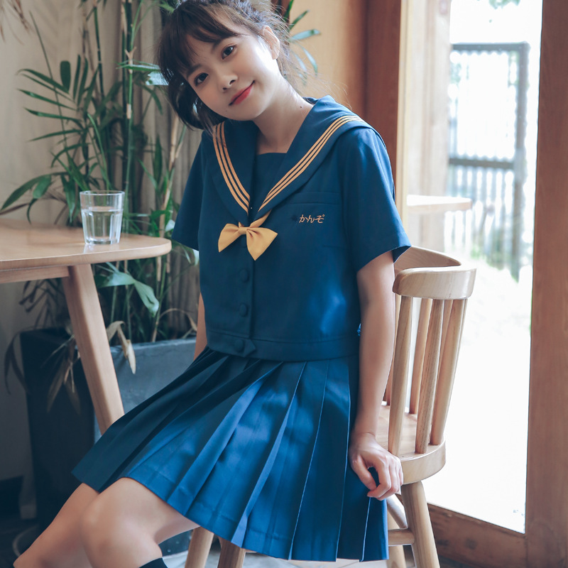 Spring and summer College wind student Class clothes school uniform Orthodox solar system JK uniform Three Soft sister Sailor suit