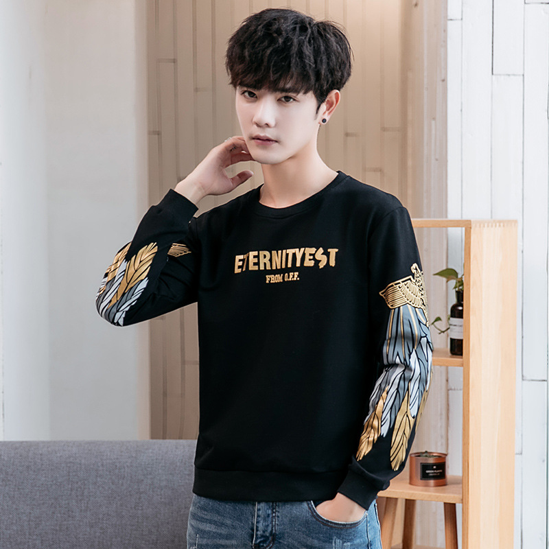 2019长袖t恤男士新款潮流春季上衣服圆领体恤打底衫春装卫衣男潮|ms