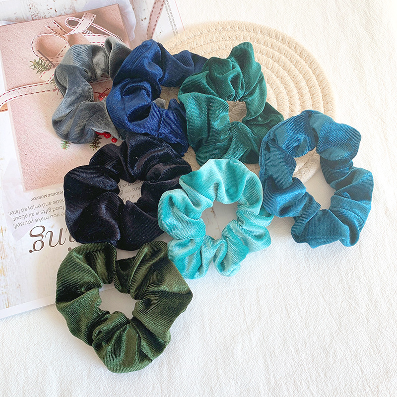 25g Weight Headwear Classification Women'S Gender Flocking Design Hot Hair Ring 46 Color Gold Velvet Large Intestine Hair Ring Head Flower Hair Scrunchies 5