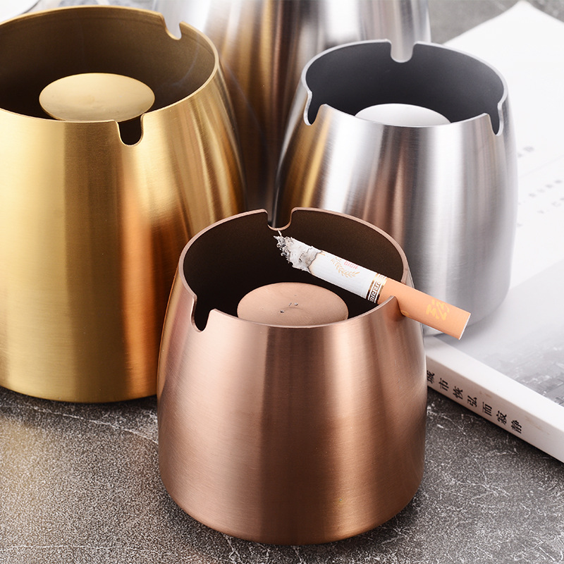 厂家批发金属不锈钢烟灰缸创意家用KTV酒吧防风防飞烟灰缸烟灰盅|ms