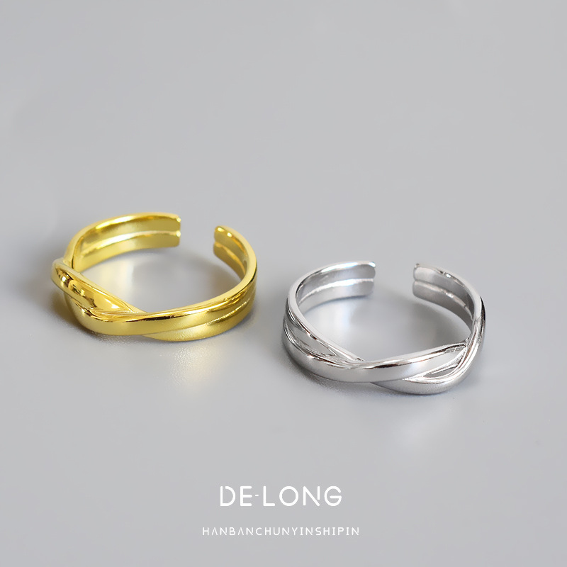 s925 Sterling Silver Ring weave Interweave Ring temperament Female models ins the republic of korea Dongdaemun Jewelry