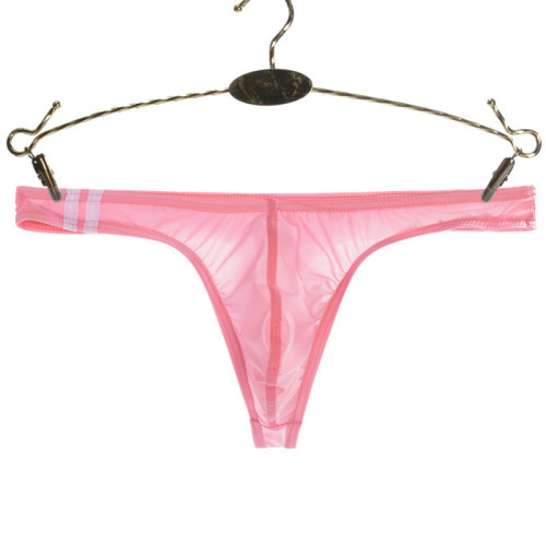 Junye men's ice silk transparent thong thin low-waisted sexy U-convex underwear summer breathable young men's underpants