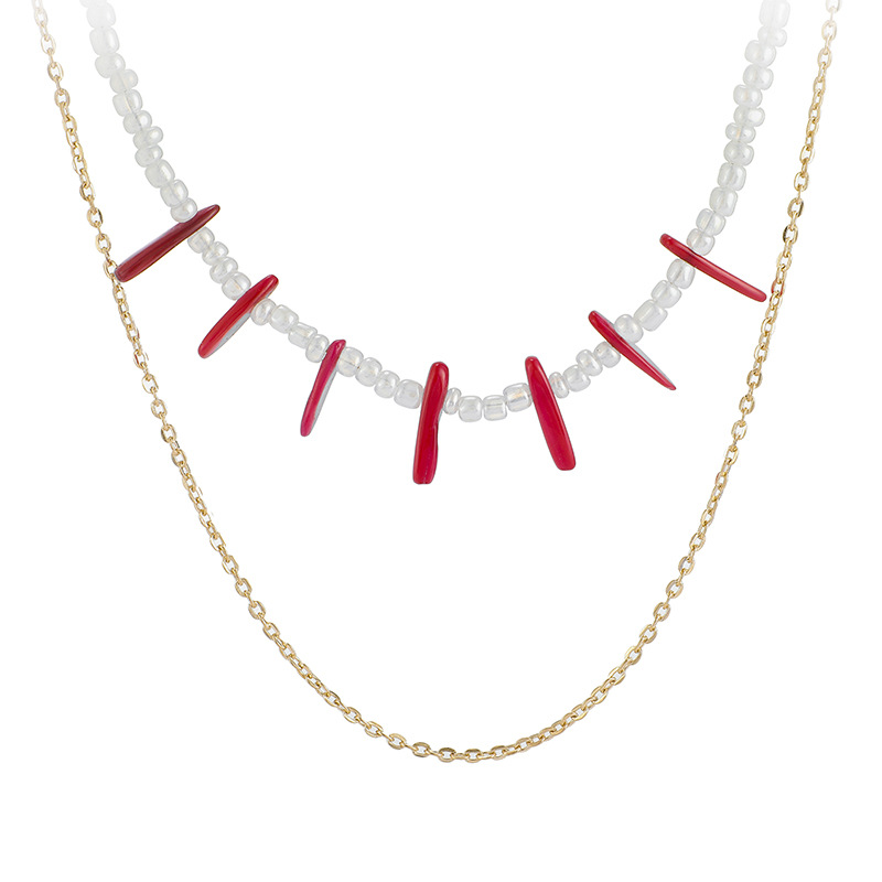 New Accessories Rice Beads Red Strips Acrylic Irregular Necklace Female display picture 9