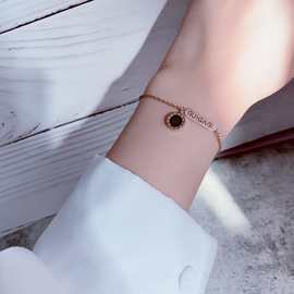 韩国玫瑰金经典双面钛钢14K包金手链女新品百搭简约饰品