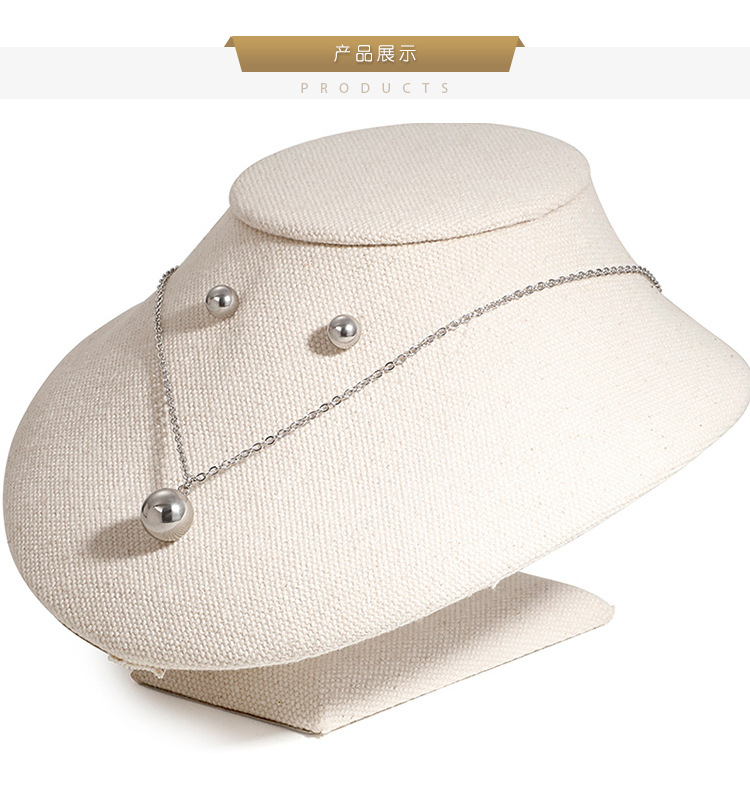 fashion stainless steel small round bead necklace earrings set wholesale nihaojewelry