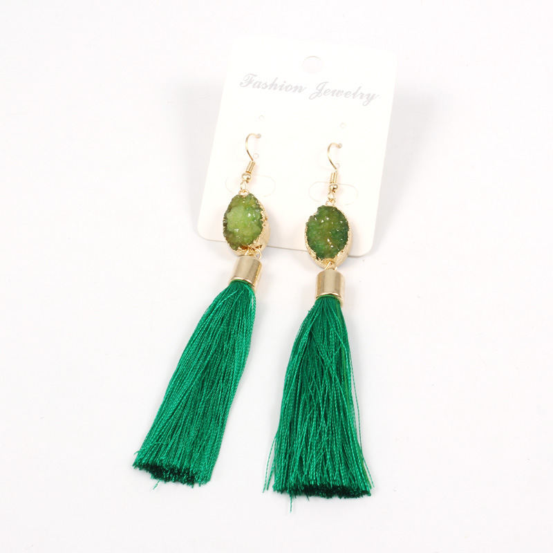 Fashion New  Natural Stone  Long Tassel Earrings Retro Natural Stone Earrings Wholesale Nihaojewelry display picture 4