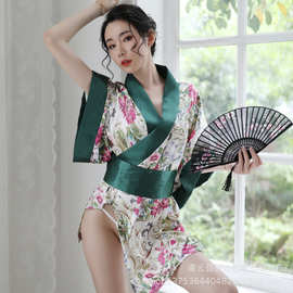 酥情情趣内衣女式低胸高端诱惑喇叭袖复古新日式和服性感套装2#
