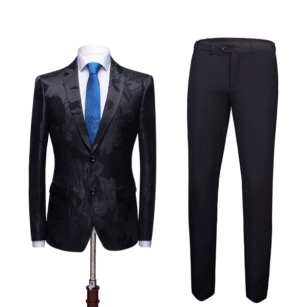 Men’s suit precision jacquard professional slim two piece suit