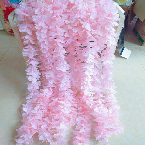 New Style Artificial Flower Vine with Five-Petaled Orchid-like Blossoms, Silk Flower Chains for Wedding Decorations and Arrangements, Ballroom Flower Vine Sticks, Home Ceiling Hangings