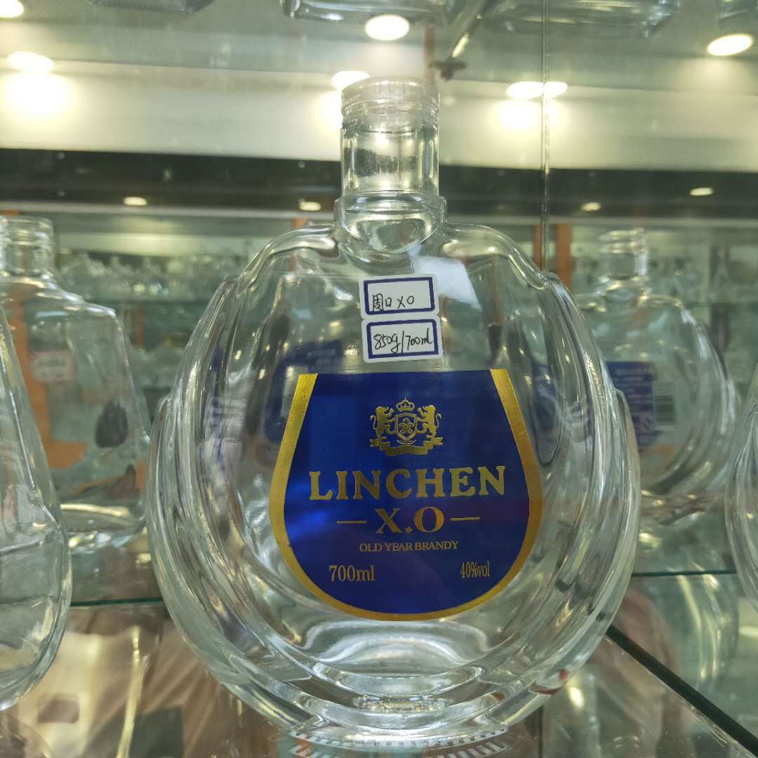 供应外贸水晶料500ml玻璃酒瓶白酒瓶出口 xo洋酒玻璃瓶 免费设计